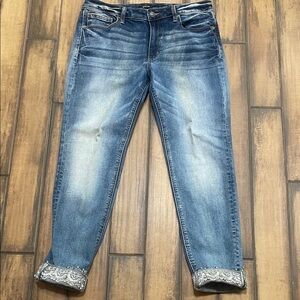 Miss Me Blue Jeans with Silver Embellished Cuffs